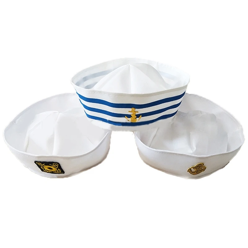 White Captain Sailor Hat for Military-Themed Parties and Cosplay