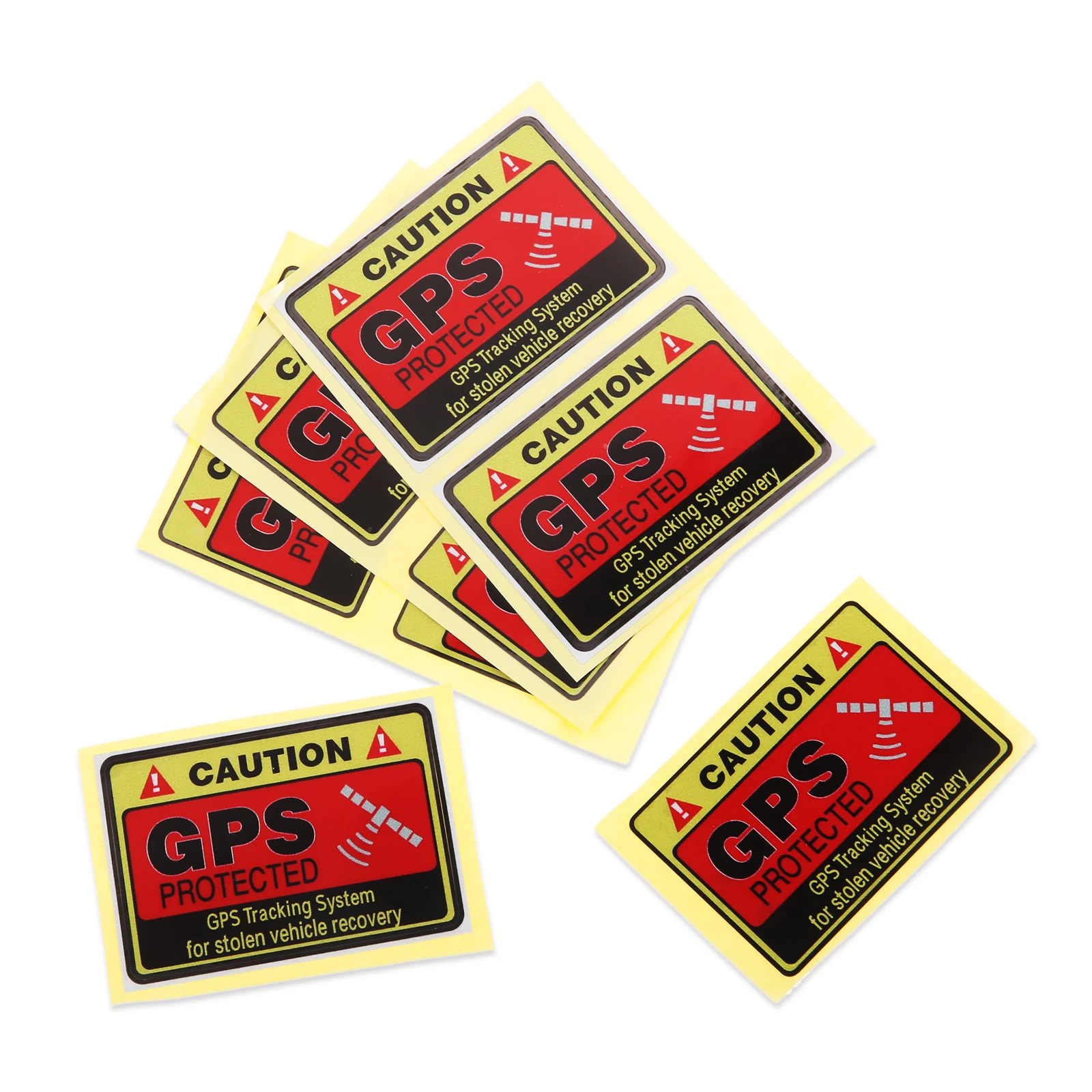 4Pcs Car Sticker Warning Caution GPS Tracking System Protected Automobiles Motorcycles Exterior Accessories PVC Decals 7x4.7cm
