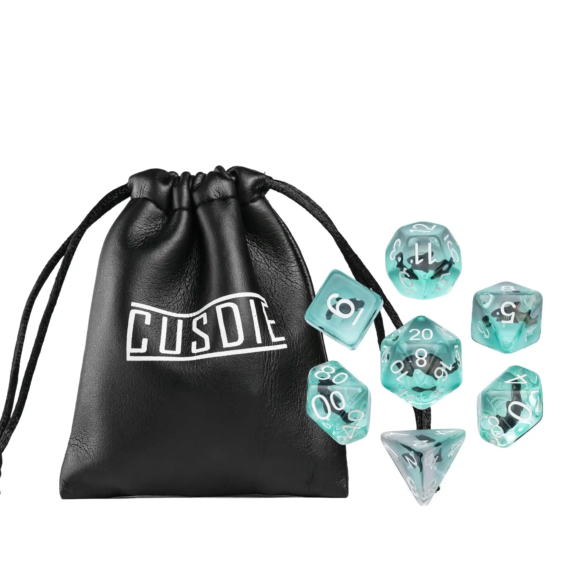 Cusdie Cute Anime Dice DND Animals Plants Filling Dices 7 Resin D4-D20 Polyhedral Dice Set for Role Playing Game D&D Pathfinder