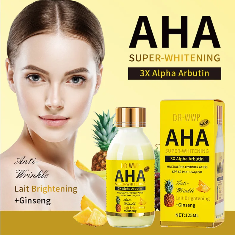125 ml AHA Arbutin aufhellende Gesichtsessenz | Kurkuma Kojisäure Serum