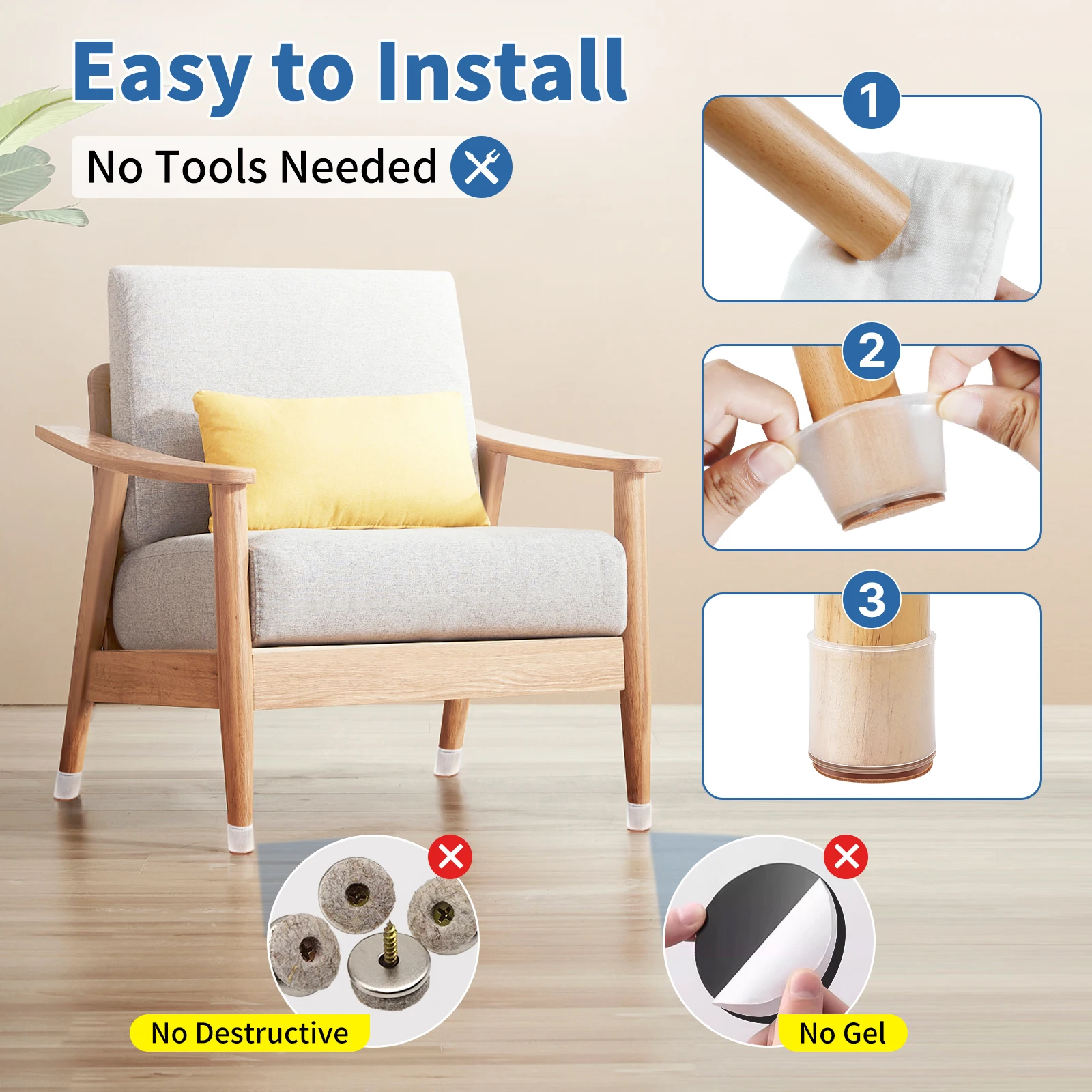 16PCS Chair Leg Caps Silicone Chair Leg Floor Protectors Felt Furniture Table Pad Furniture Leveling Feet Cover Home Decor chair leg caps