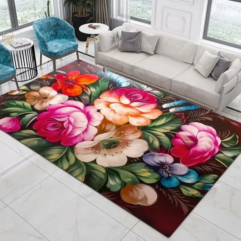 1pc Tapis Résistant Antidérapant À Imprimé De Belles Fleurs, Lavable En  Machine, Tapis Imperméable Pour Salon, Chambre À Coucher, Chambre De Bébé,  Patio Extérieur, Jardin, Décoration De Maison, Décoration De Chambre 