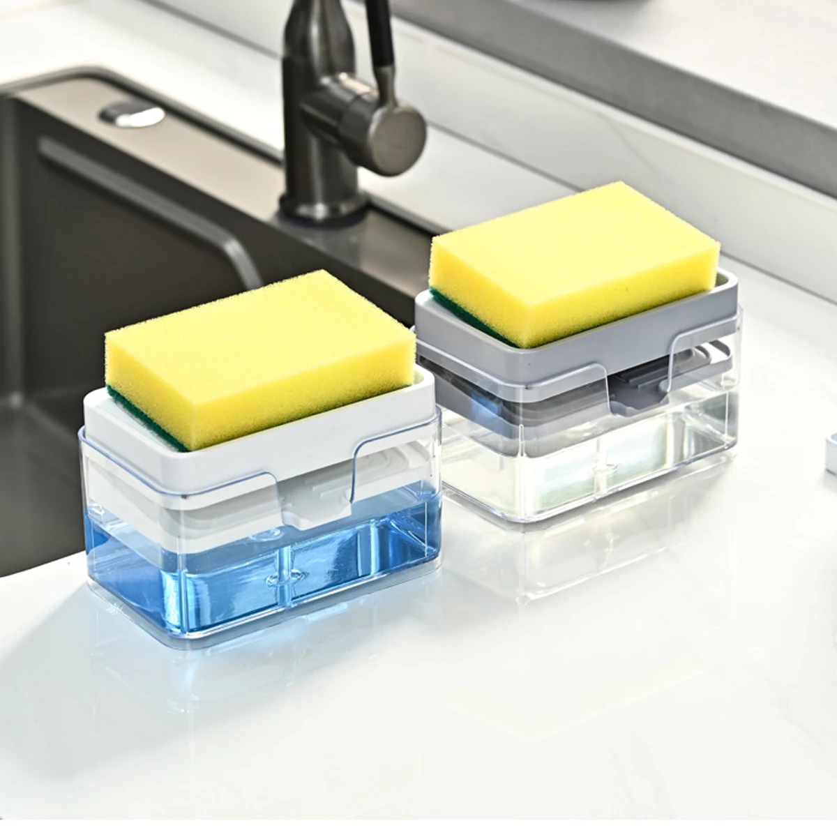 Kitchen Sink Drain Soap Dispenser Dishwashing Soap Press Box Sponge Kitchen Detergent Container soap dispenser soap liquid box pressing soap liquid box