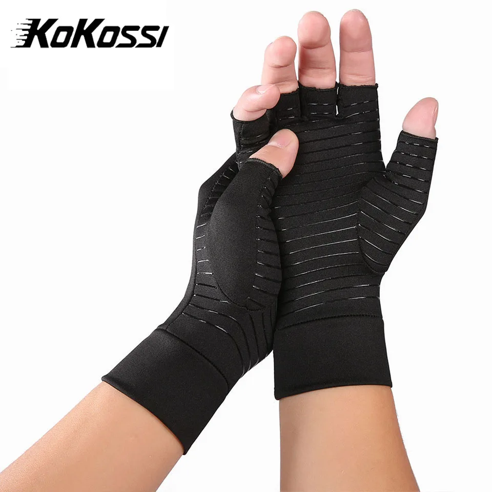 Fingerless Gloves Compression Gloves Arthritis Gloves KoKossi Copper Compression Fingerless for Carpal Tunnel RSI Rheumatoid Tendonitis Computer Typing Hand Pain