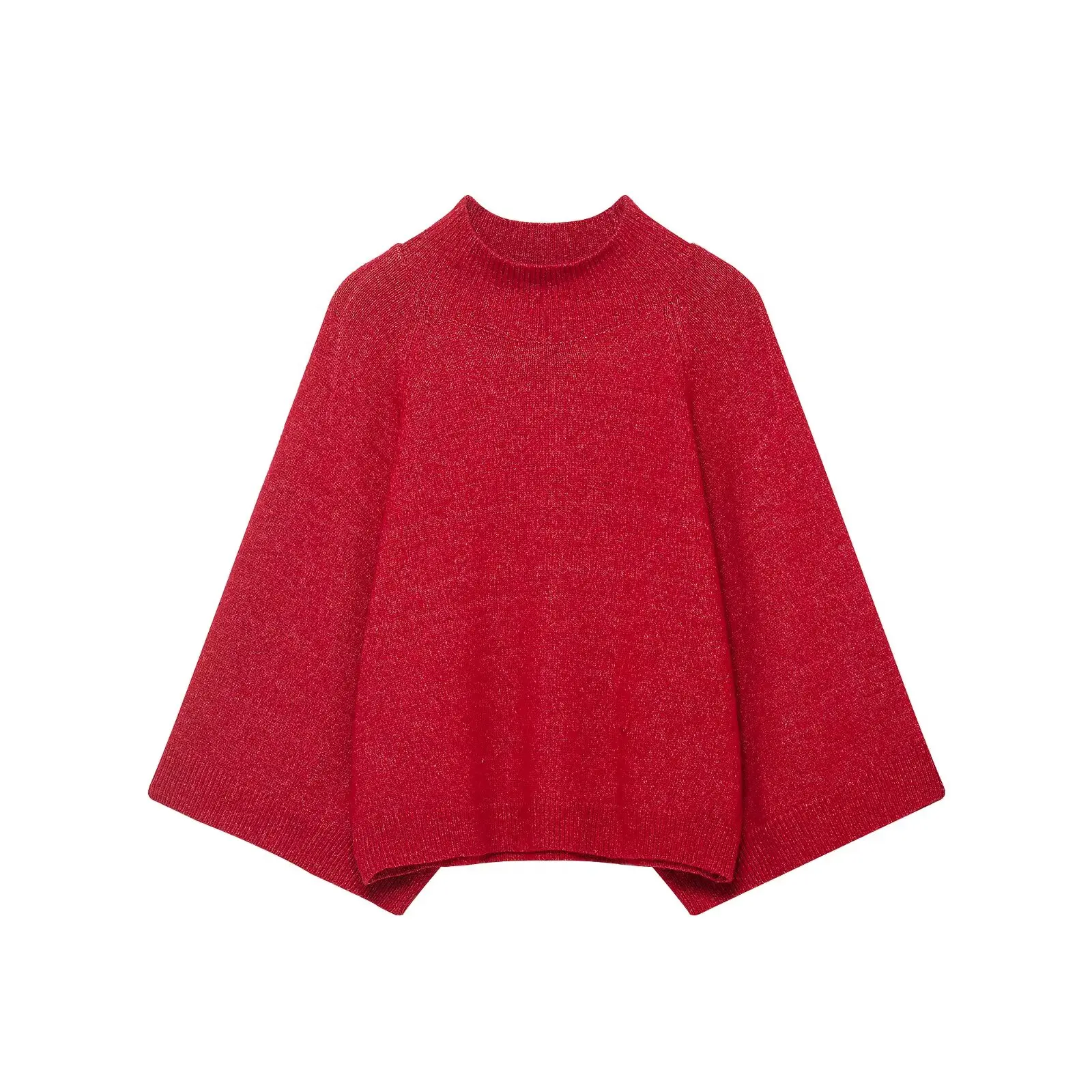 Chic Autumn Knitted Pullover Women Vintage Solid Sweater Fashion Casual Wide Sleeve Female Street Knitwear Top