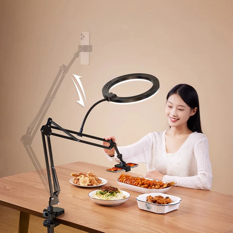 MoZhao 휴대폰 스탠드 필 라이트 촬영 라이브 방송 스탠드, 데스크탑 촬영 뷰티 램프, 고메 쥬얼리 녹화 비디오 스탠드