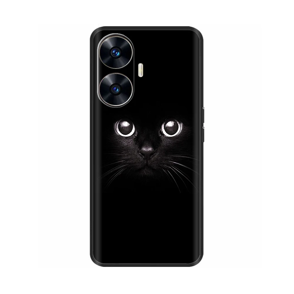 Funda Con Cordón Ajustable Para Realme 5 / 5S - Silicona TPU Transparente Con Cadena Negro