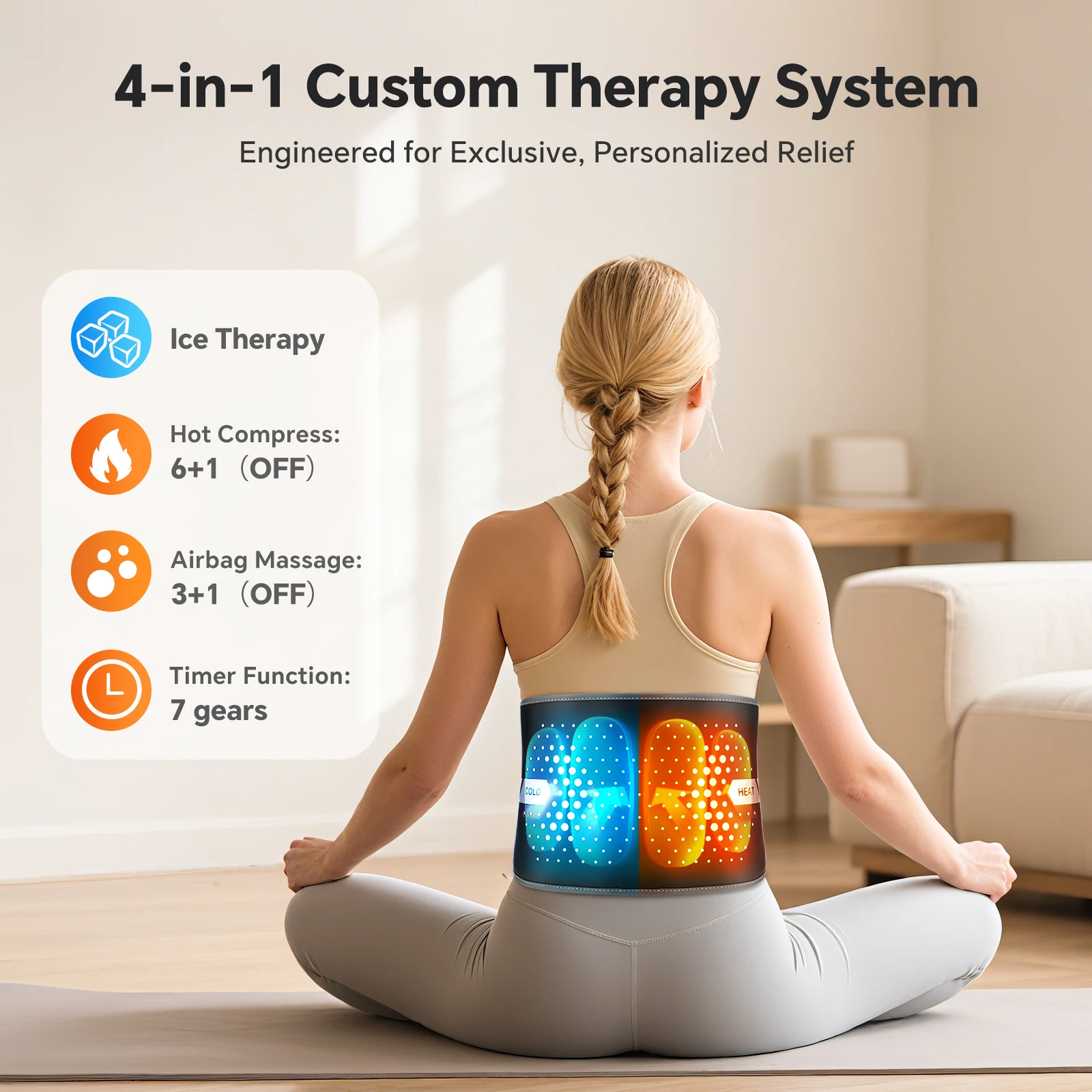 Electric Heated Waist Massager Belt with Vibration and Airbag Decompression