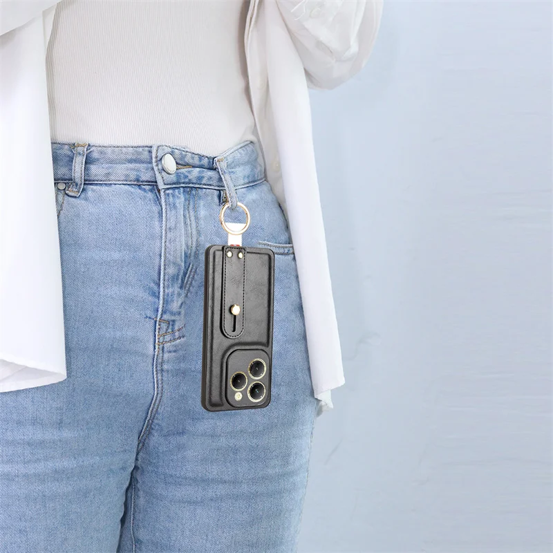 For Tecno Spark 20 Pro 4G Anti detachment wrist strap holder with loop back cover for Tecno Spark 20 Pro 4G KJ6 Phone case
