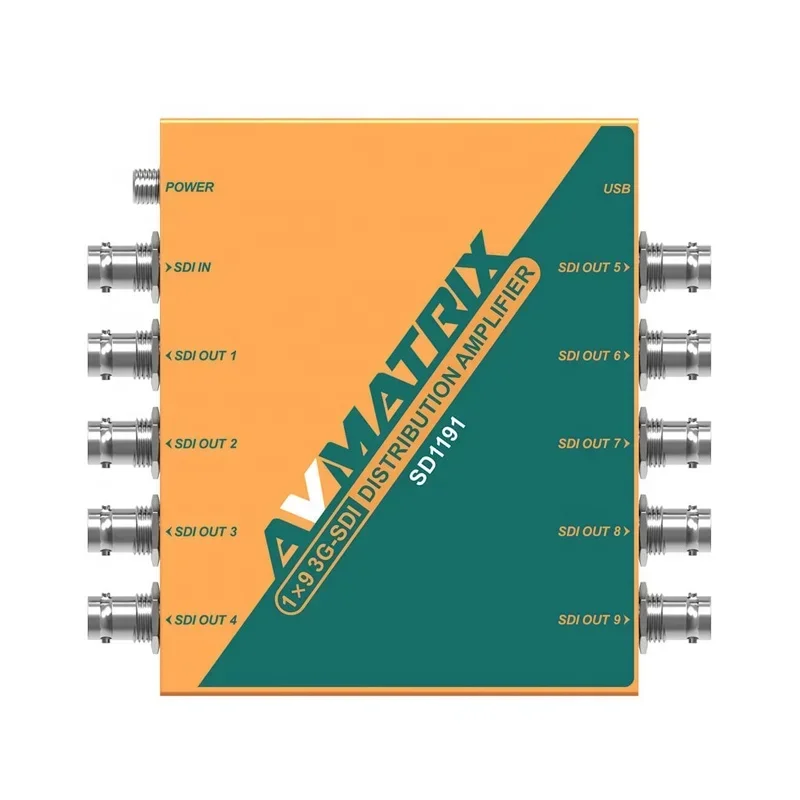 Avmatrix SD1191 1 입력 9 출력 1080p 해상도 오디오 비디오 SD HD 3G-SDI 스플리터 분배 증폭기 금속 재질