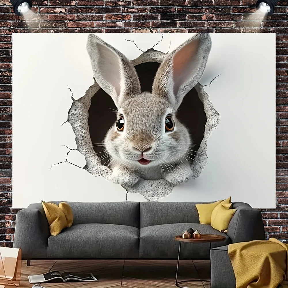Cute Bunny Tapestry-3D Wall Breakthrough Effect for Home Decor and Aesthetic Beauty, Perfect for Any Room, Adds Charm