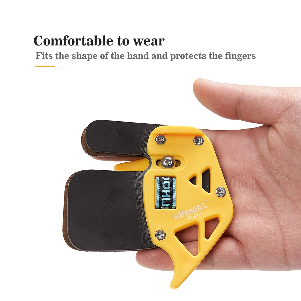 Genuine Cowhide Finger Tab Right Handed Finger Guard Archery Shooting Hunting Supplies Beginner Children
