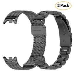 Premium Stainless Steel Replacement Bracelet Strap - Elegant Watchband Accessory for Xiaomi mi band 9 10 (2pcs black)