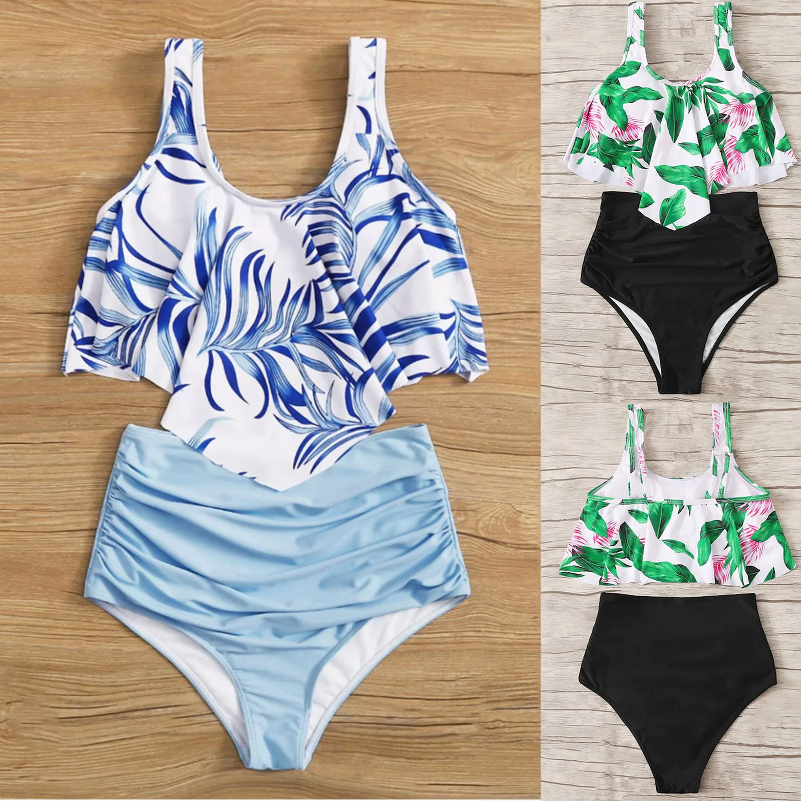 

Женский купальник-бандо с тремя цветами, на бретелях