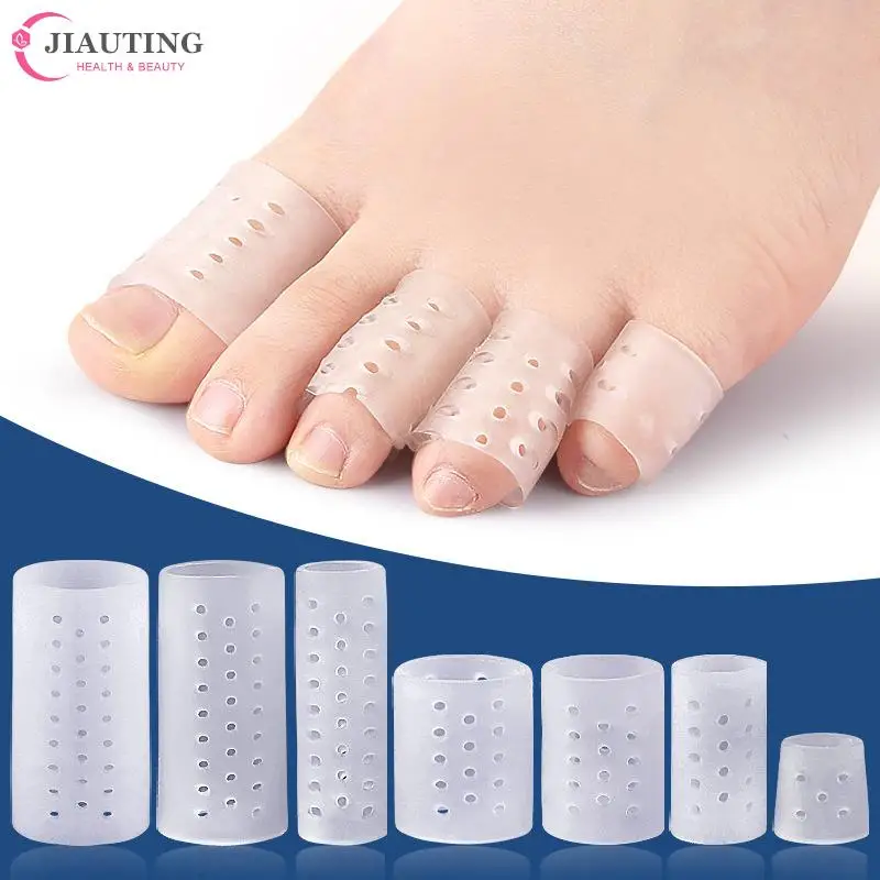 

2pcs Toe Separator Gel Little Toe Tube Protector Toes Covers Prevents Blisters Anti-Friction Breathable Foot Care Pedicure Tools