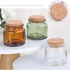 3.4oz Candle Jars with Wooden Lid Wholesale Amber Clear Empty Candle Glass DIY Candle Container Glass Pot with Lid 3