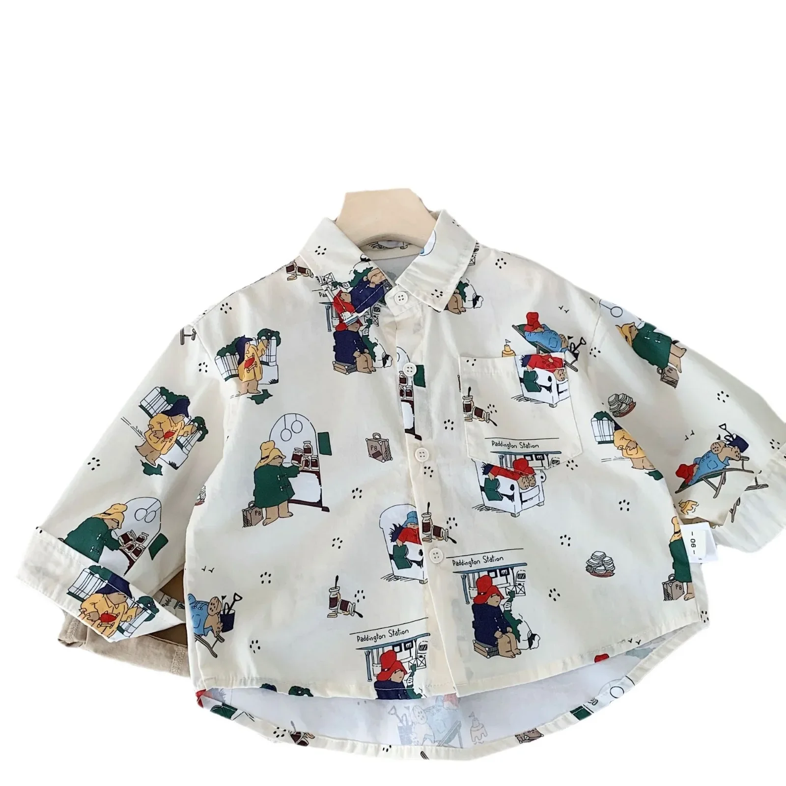 Boys Girls Spring Autumn Casual Print Long Sleeve Cotton Blouse