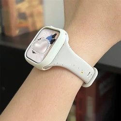 Stylish Pink Silicone Apple Watch Case & Slim Band Duo for Girls - Soft, Comfortable, and Chic (Starlight)