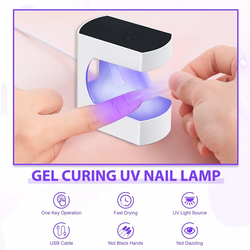 새로운 6 LED 네일 건조 램프 24W 미니 네일 건조기 UV 램프 매니큐어 기계 USB 케이블 젤 매니큐어 건조기 홈 여행 사용
