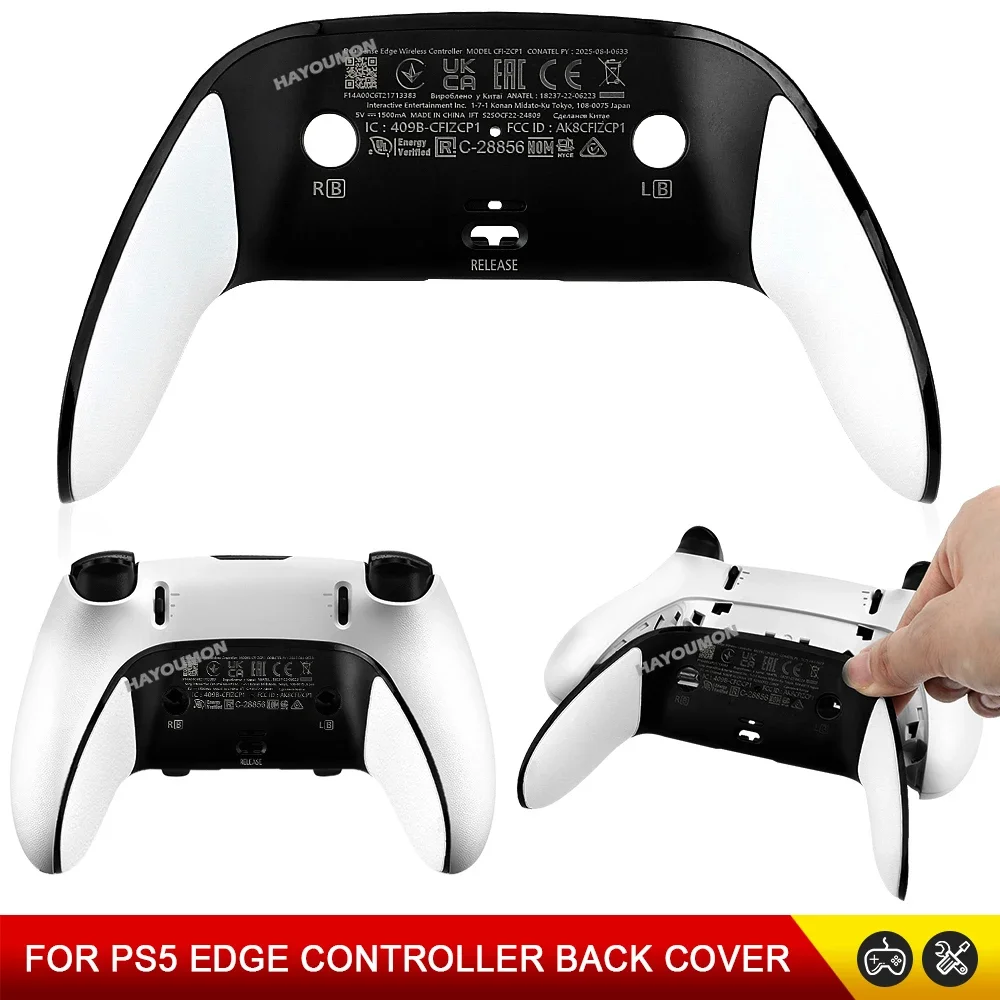Black White Anti-Slip Rear Cover Shell for Gamepad Replacement Accessories