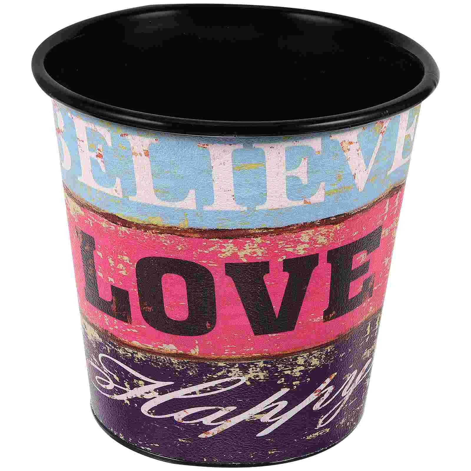 

Desk Trash Can Trash Container Vintage Garbage Can Iron Pencil Holder Mini Trash Can