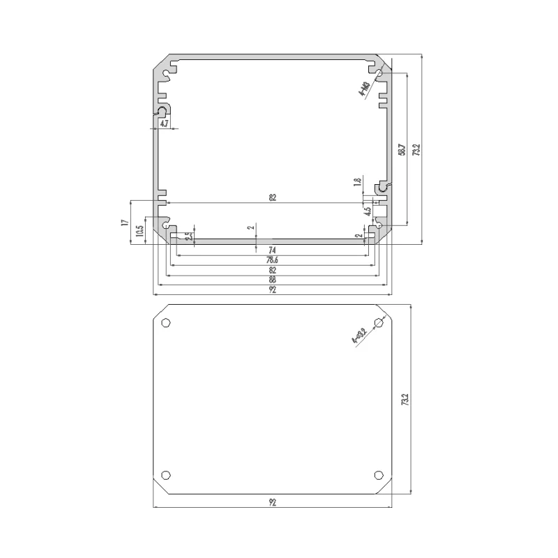 aluminio liga aluminio perfil divisao bateria caixa circuito shell 130x92x73mm 05