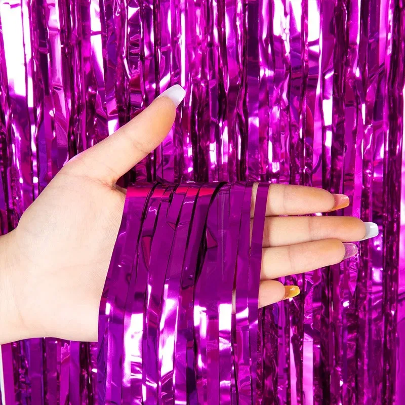 Birthday Party Wedding Decoration Backdrop Curtains Glitter Glossy Fringe Tinsel Foil Curtain Baby Shower Anniversary birthday background supplies birthday backdrop decoration birthday party supplies