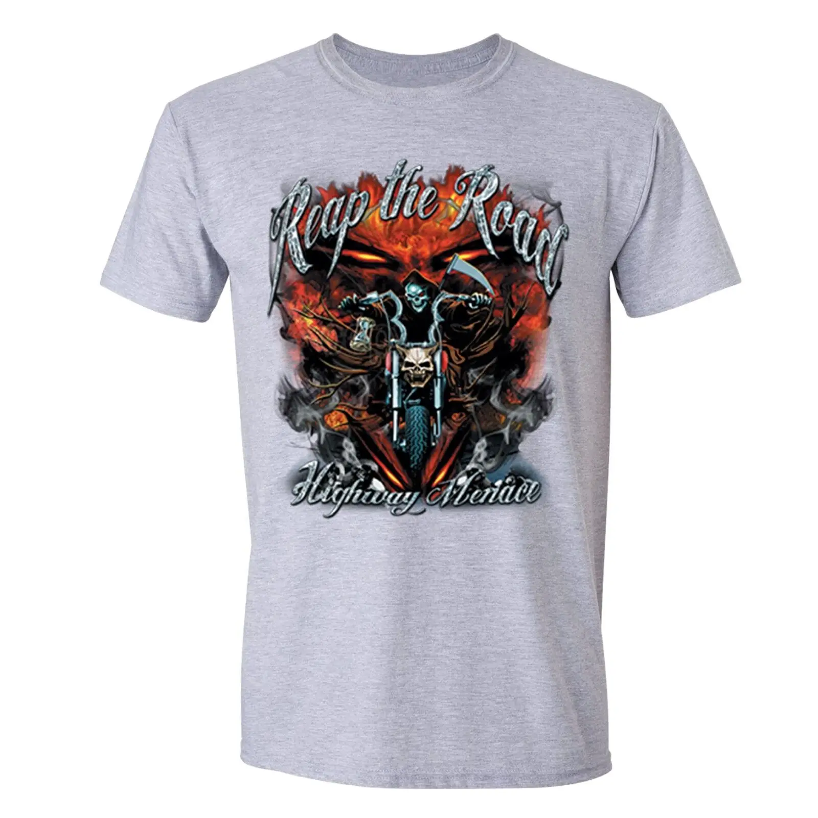 Raccogli La Maglietta Della Strada Principale Skull Biker American Motorcycle Ghost Rider Devil