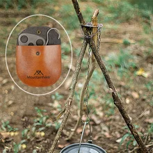 

Outdoor Tripod Hanger Stainless Steel Length Adjustable Leather Storage Bag Portable Picnic Hanging Holder Camping Home BBQ Tool