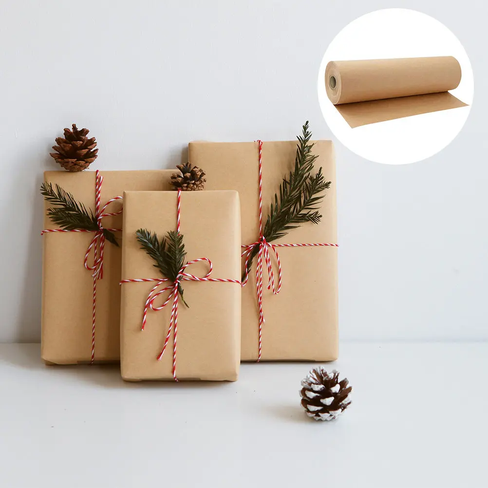 1 롤 고품질 크래프트 종이 롤 갈색 포장지 선물 꽃 DIY 공예 미술 그림 그리기 게시판