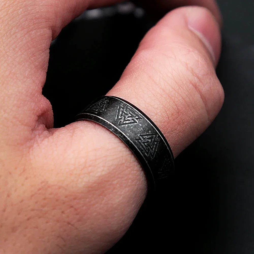 Vintage Viking Rune Stainless Steel Rings For Men Nordic Ring Fashion Valknut Celtic Knot Amulet Jewelry Gifts stainless steel ring finger ring