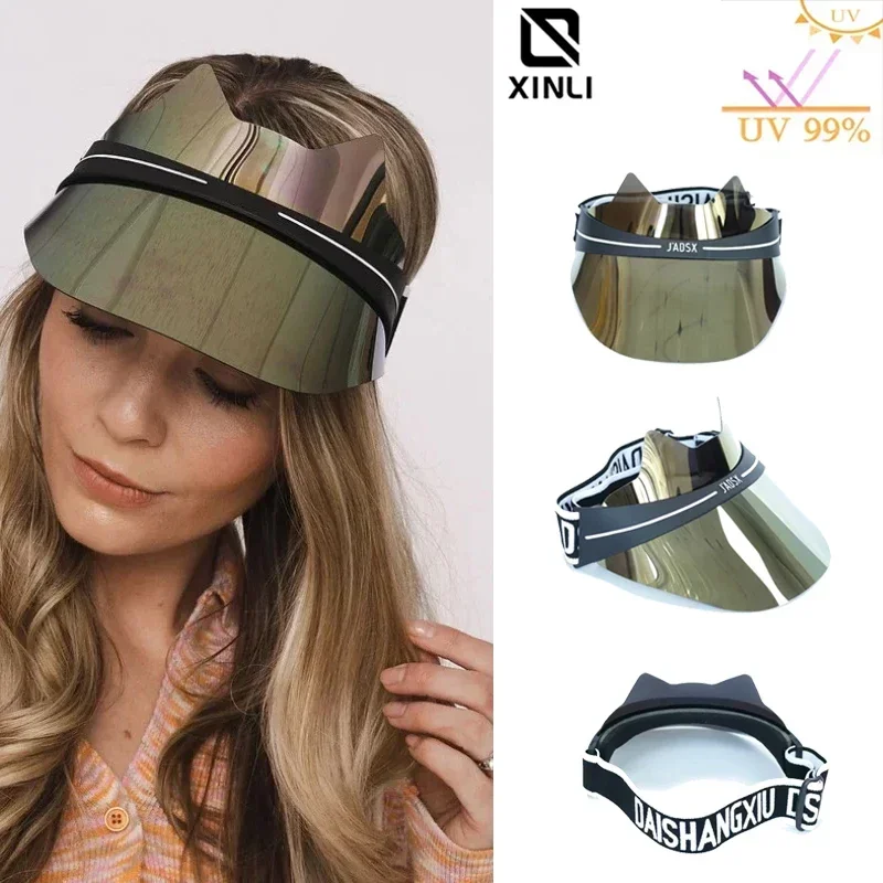 Adjust Caps Luxury Visors Beach Hats Ladies Summer for The Sun Travel Golf Cap Breathable Anti-UV Laser Gold Color Fashion Caps outdoor hiking hat