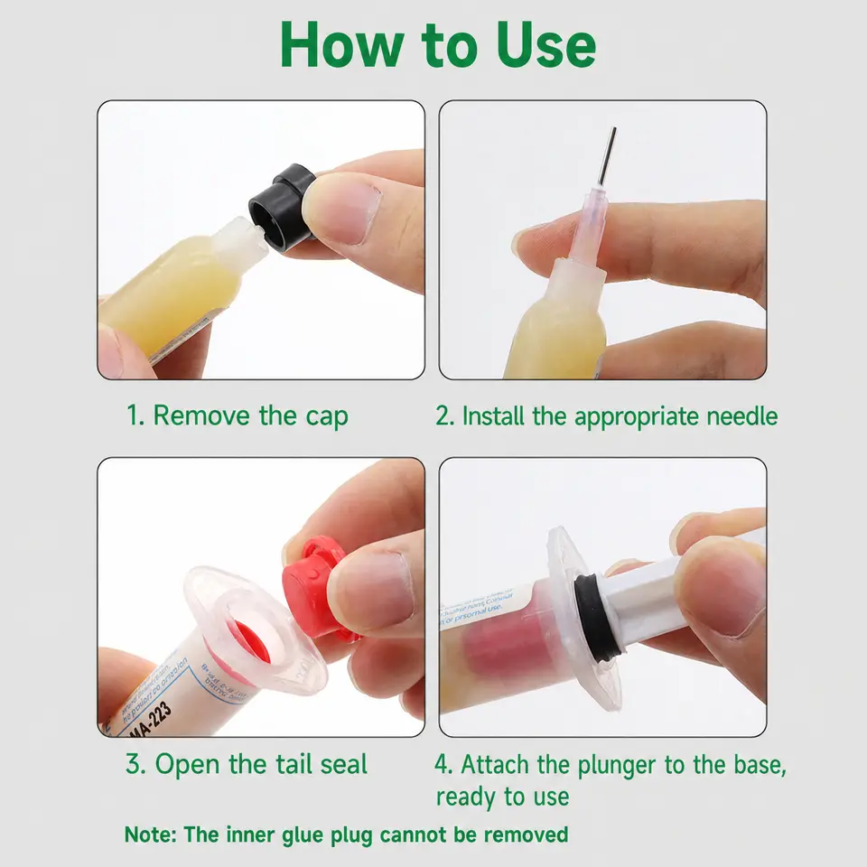 Syringe Solder Paste Flux with Plunger Needle Tip Easy Control No Waste No-Clean Soldering Flux For BGA PGA SM image 5