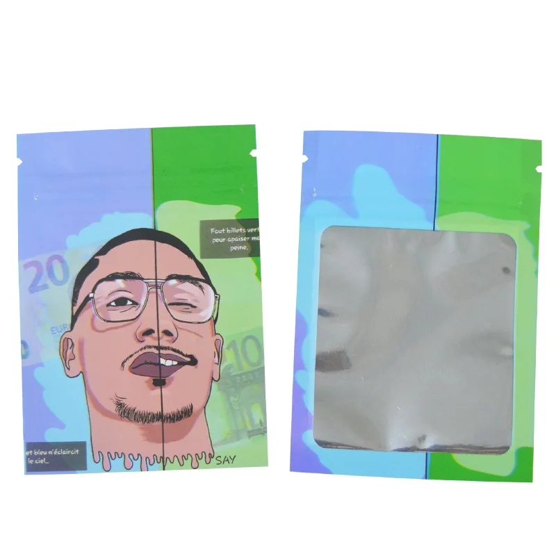 Small Zipper Plastic Bag Laser Pouch Zip Lock Pouch Small Packaging Cookie Cigar Bags With Clear Window 10PC