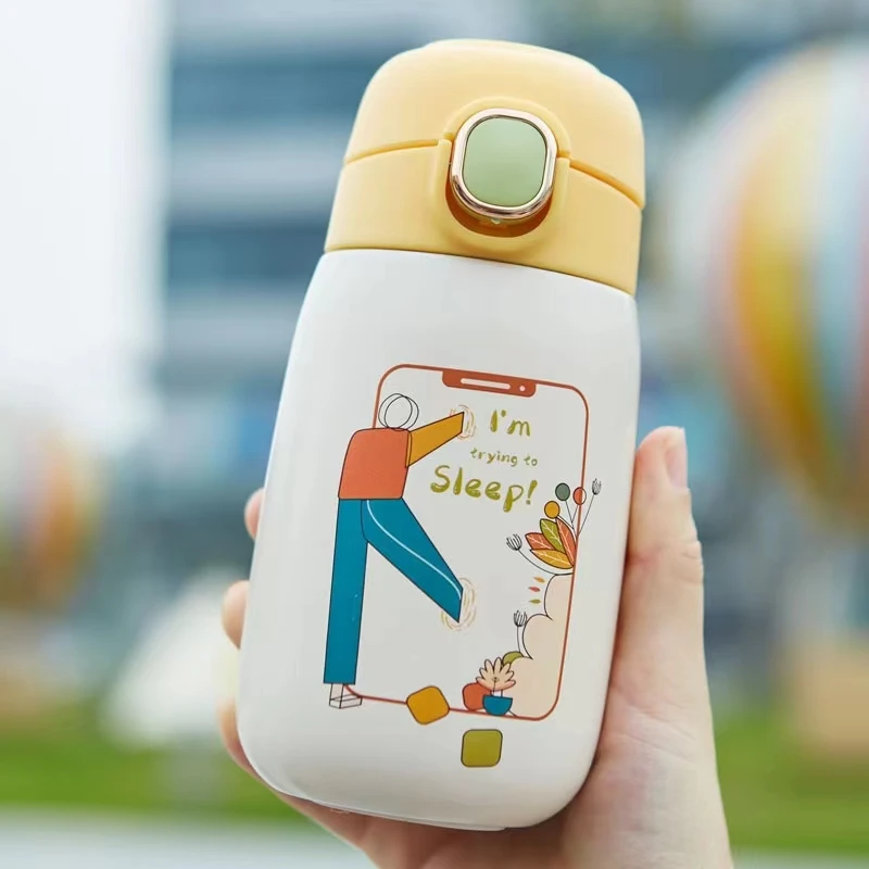 Children's Cartoon Water Cup Display Temperature Insulation Leak-Proof  Water Bottle Outdoor Portable Children's Thermos Cup