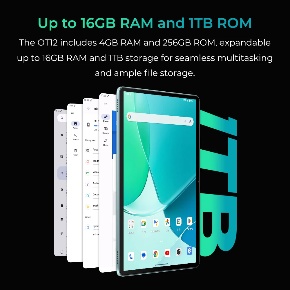 OUKITEL OT12 Tablet Android 14-2K 11 Inch Tablet with Pen, 16(4+12) GB RAM + 256GB ROM (1TB TF) Gaming Tablet, 8000mAh Battery T 3