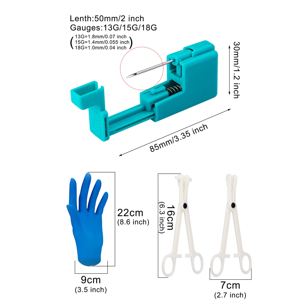 Aghi Per Piercing - Unihuby 10PCS 16 Gauge Aghi Per Piercing Al Naso Per Orecchio IV Aghi Per Catetere (16G - Foto 4