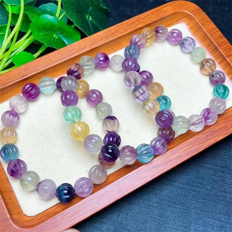 

Natural Rainbow Fluorite Bracelet Energy Gemstone Women Stretch Bracelet Jewelry Healing Birthday Present 1pcs 11mm