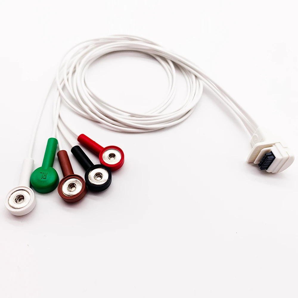 Compatible With Mortara H3+ Holter Recordertelemetry Leadwire 5 Lead