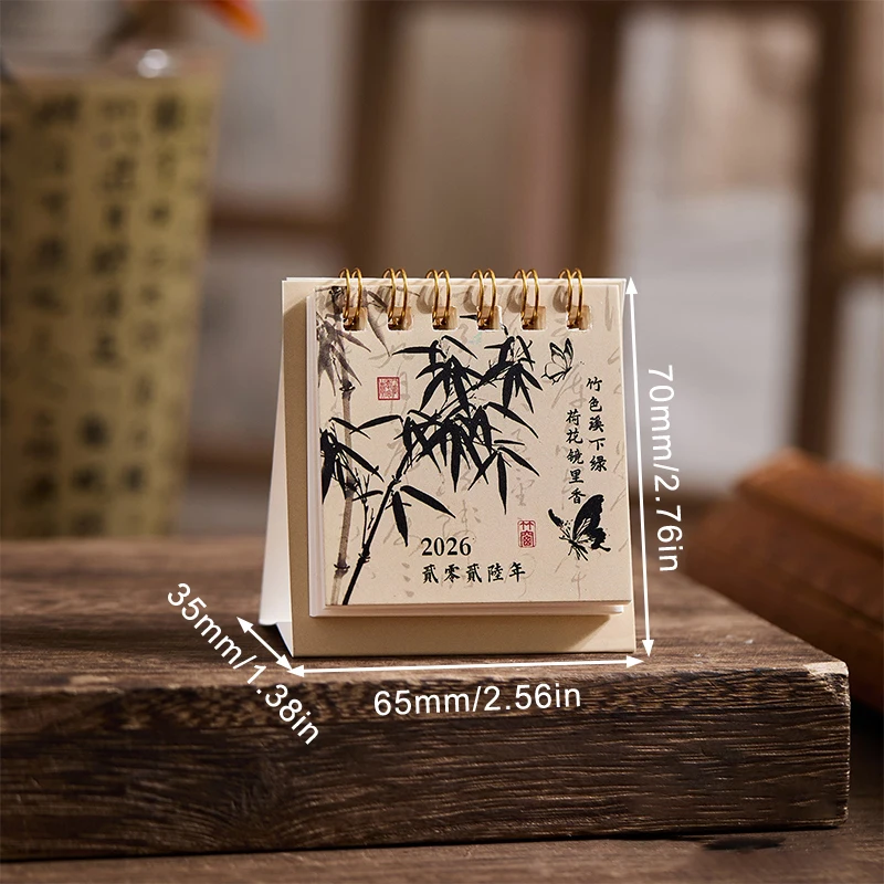 2026 Mini Simple Calendar Small Desk Calendar Creative Coil Calendar Planner Desktop Decoration Office Stationery