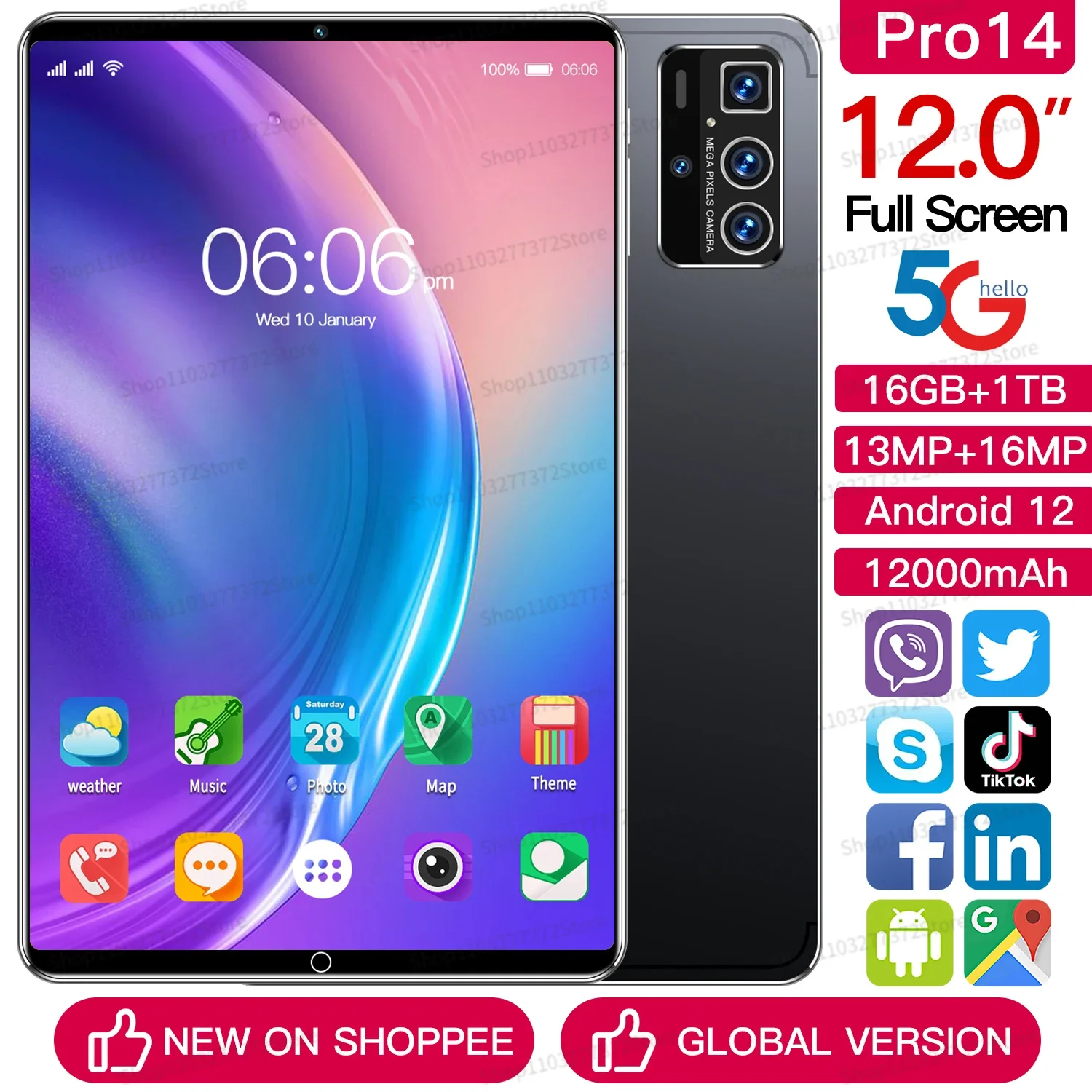 

NEW Hot Original Tablet Android 12.0 13+16MP 12000mAh 11.6 Inch Tablets PC 5G Dual SIM Card Or Wifi HD Pro 14 tablet android 태블릿