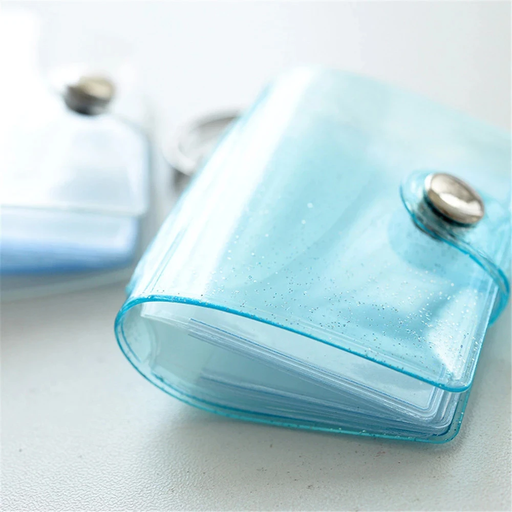 Transparent High quality 16 Pockets Card Stock 1 Inch Photos Holder Keychain Photo Card Holder Mini Photo Album Binders Albums