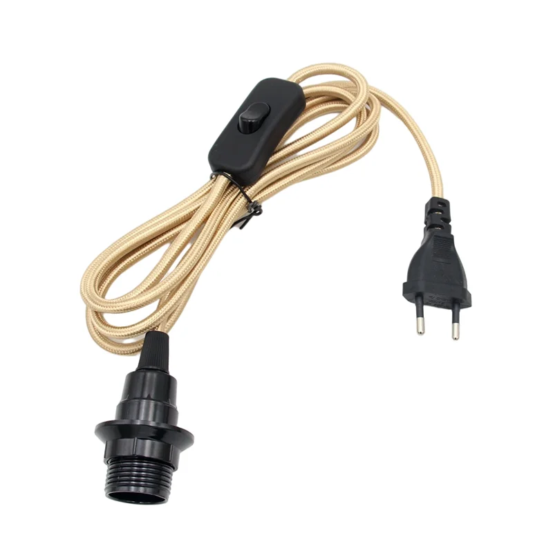 AC 220V European Plug Power Cords Fabric Braided Cable With Switch E14 Screw Bulb Lamp Holder for DIY Hanging Light Table Lamp