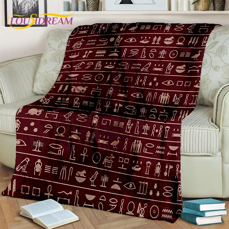 3D Egyptian Hieroglyphics Symbol Pharaoh Blanket,Soft Throw Blanket for Home Bedroom Bed Sofa Picnic Travel Office Cover Blanket 2
