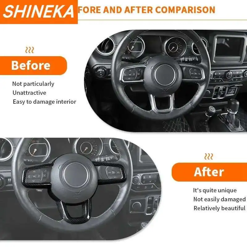 SHINEKA 자동차 탄소 섬유 그레인 인테리어 장식 커버 액세서리 지프 랭글러 JL Gladiator JT 2018 2019 2020 2021-2023