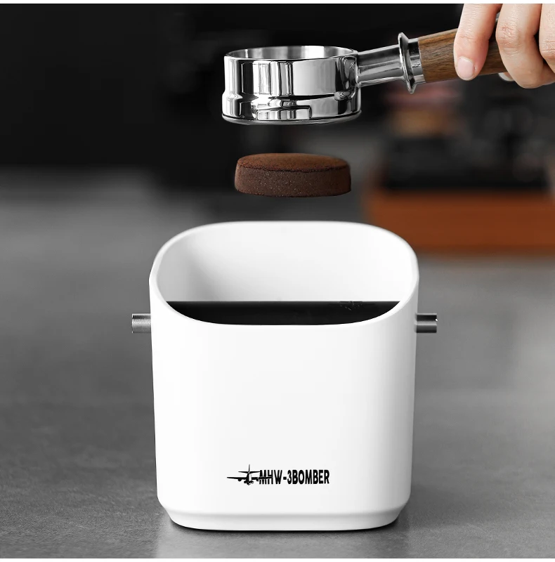 Coffee Grounds Knock Box Square Removable Knock Bar and Non-Slip Base