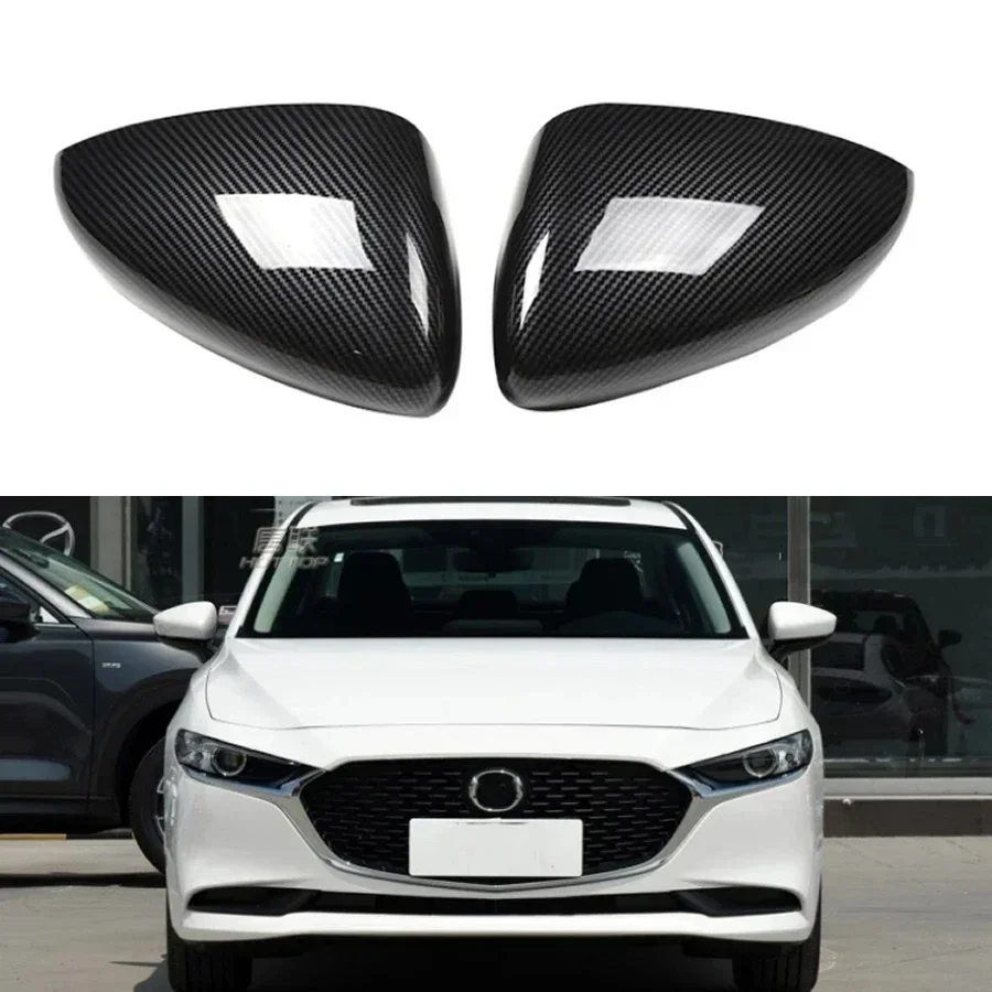 

For Mazda 3 Axela 2020 2021 2022 Rear View Mirrors Shell Cap Housing Wing Door Side Mirror Cover Carbon Fiber 1 Pair