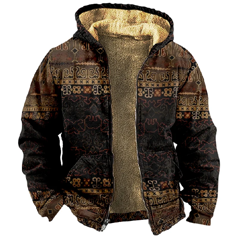 New Color Matching Creative Cotton Coat Hooded Sweater Casual Print Long Sleeve Zipper Sweater Thick Cotton Coat Winter a09