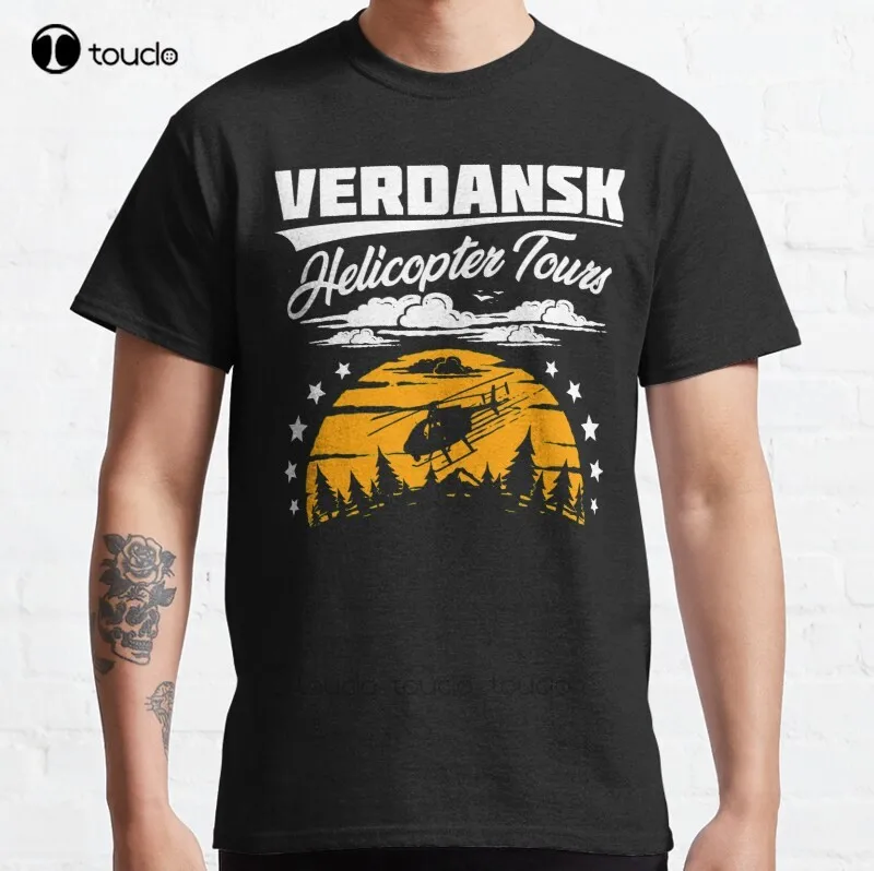 New Warzone/Verdansk Helicopter Tour Classic T-Shirt Cotton Men Tee Shirt Custom Aldult Teen Unisex Digital Printing Tee Shirts