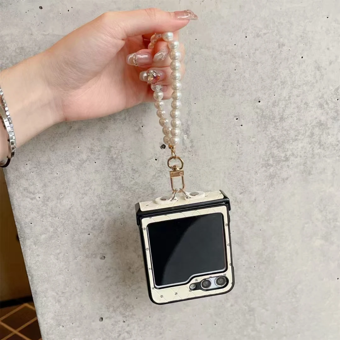 For Samsung Galaxy Z Flip 3 4 5 6 Cute Bowknot Wrist Strap Phone Case Cover_voghion.com